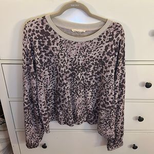 Purple cheetah, print sweatshirt